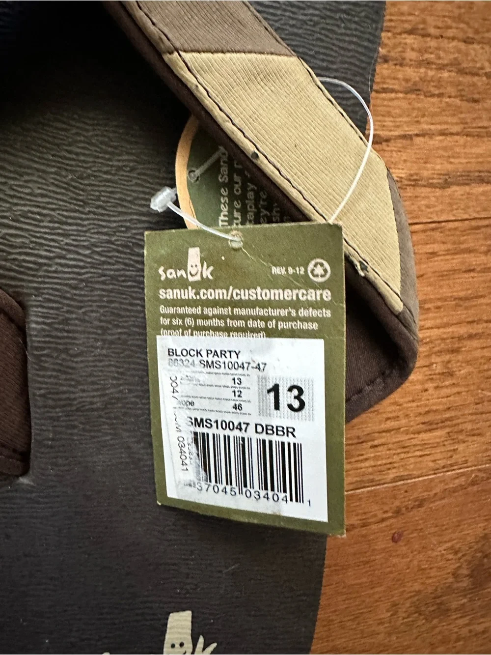 Sanuk Men’s Brown Tan Canvas Flip Flops Sandals Size 13 Thong Casual Beach